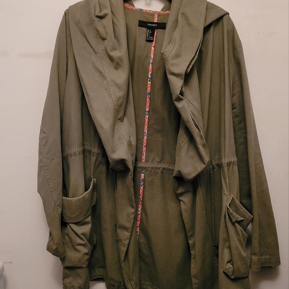 FOREVER21 spring trench size L army green - Picture 1 of 4